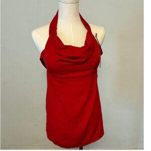 Super Down Size XS Red Strapless Open Back Halter Mini Dress